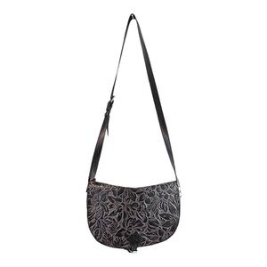 Leather Floral Black Shoulder Bag